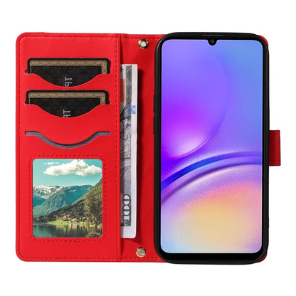 For Samsung Galaxy A05 4G Case Wallet Rhombus Leather Phone Cover with Shoulder Strap, Wrist Strap