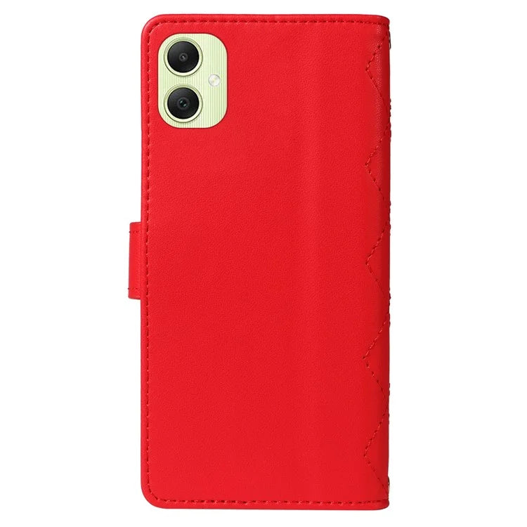 For Samsung Galaxy A05 4G Case Wallet Rhombus Leather Phone Cover with Shoulder Strap, Wrist Strap