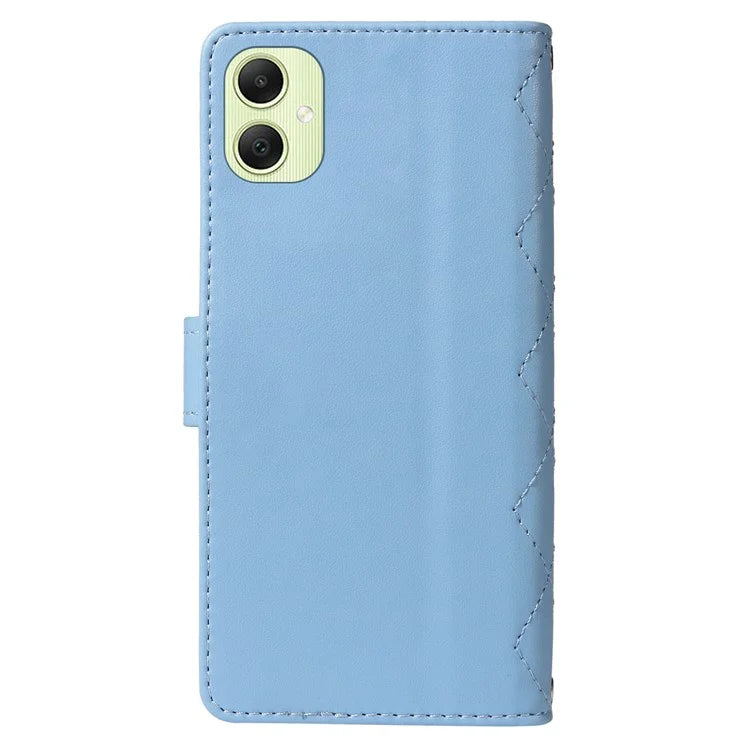 For Samsung Galaxy A05 4G Case Wallet Rhombus Leather Phone Cover with Shoulder Strap, Wrist Strap