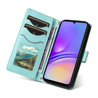 For Samsung Galaxy A05 4G Case Wallet Rhombus Leather Phone Cover with Shoulder Strap, Wrist Strap