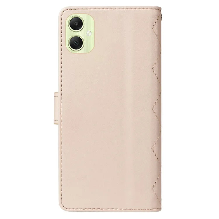 For Samsung Galaxy A05 4G Case Wallet Rhombus Leather Phone Cover with Shoulder Strap, Wrist Strap