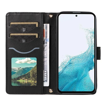 For Samsung Galaxy A54 5G Case Wallet Rhombus Leather Phone Cover with Shoulder Strap, Wrist Strap