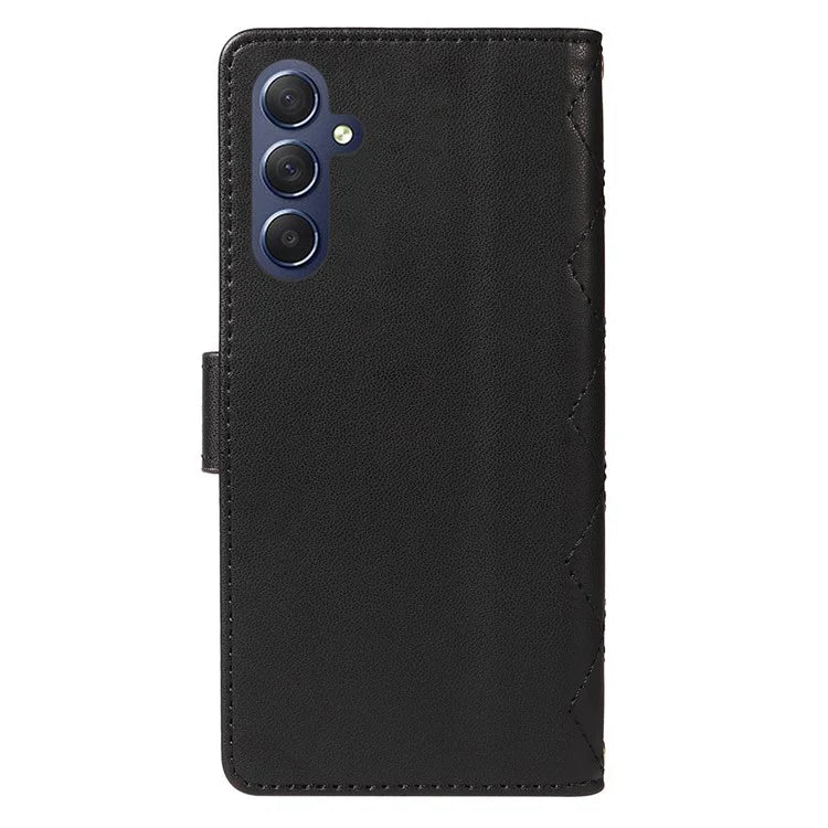 For Samsung Galaxy A54 5G Case Wallet Rhombus Leather Phone Cover with Shoulder Strap, Wrist Strap