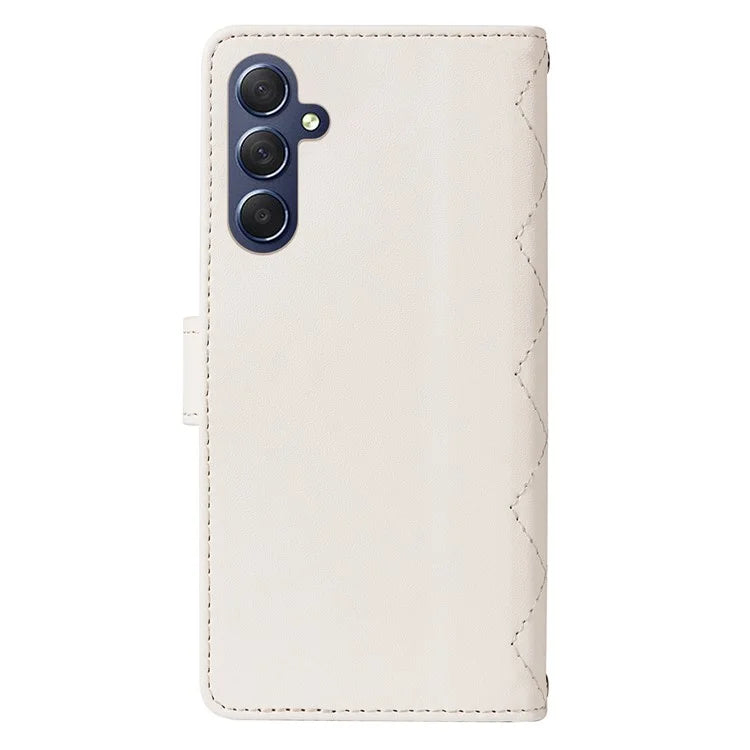 For Samsung Galaxy A54 5G Case Wallet Rhombus Leather Phone Cover with Shoulder Strap, Wrist Strap