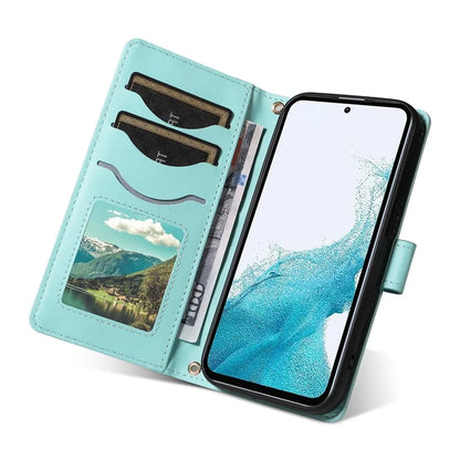 For Samsung Galaxy A54 5G Case Wallet Rhombus Leather Phone Cover with Shoulder Strap, Wrist Strap