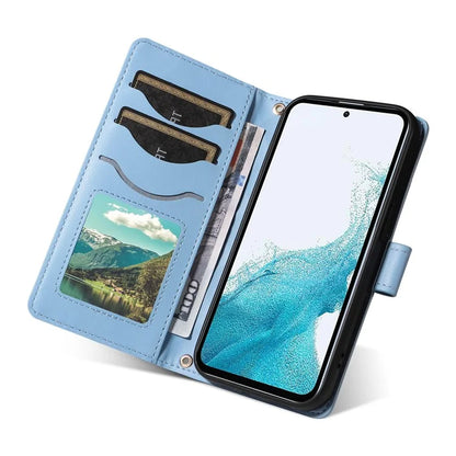 For Samsung Galaxy A54 5G Case Wallet Rhombus Leather Phone Cover with Shoulder Strap, Wrist Strap
