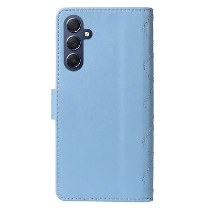 For Samsung Galaxy A54 5G Case Wallet Rhombus Leather Phone Cover with Shoulder Strap, Wrist Strap
