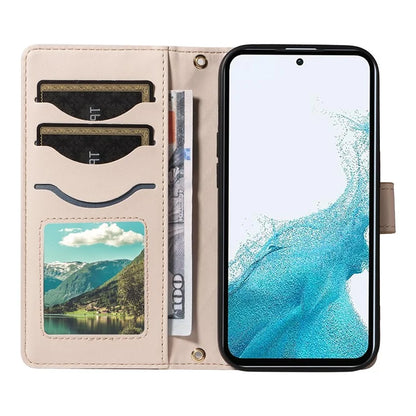 For Samsung Galaxy A54 5G Case Wallet Rhombus Leather Phone Cover with Shoulder Strap, Wrist Strap