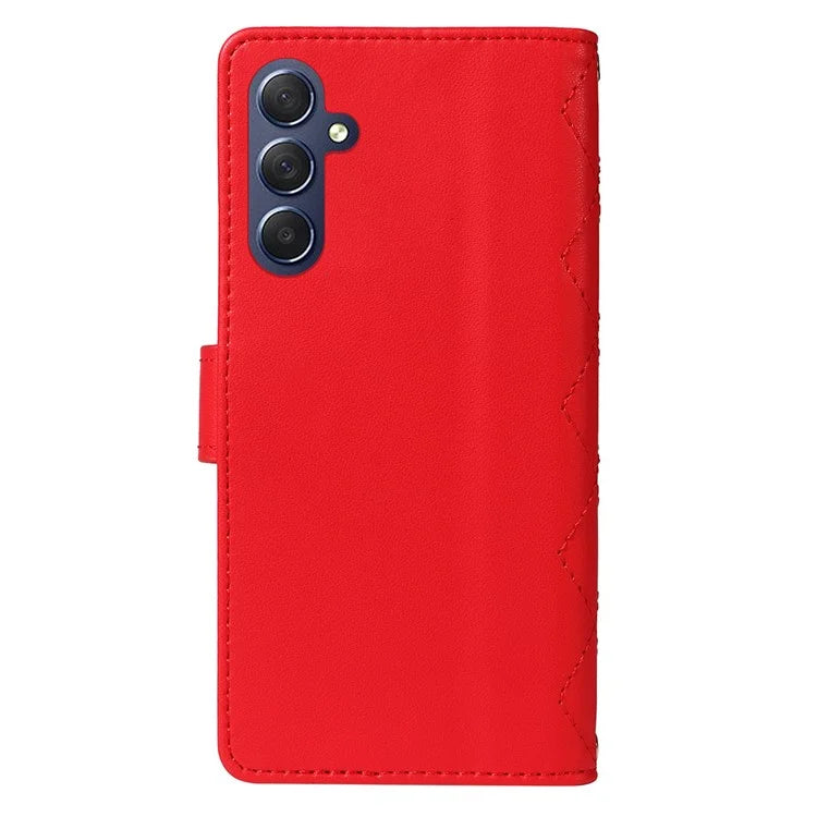 For Samsung Galaxy A54 5G Case Wallet Rhombus Leather Phone Cover with Shoulder Strap, Wrist Strap