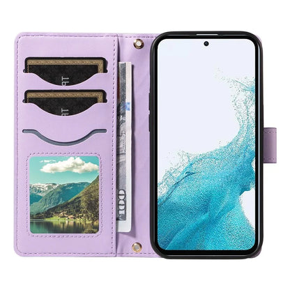 For Samsung Galaxy A54 5G Case Wallet Rhombus Leather Phone Cover with Shoulder Strap, Wrist Strap