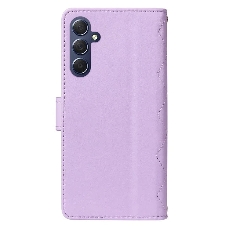 For Samsung Galaxy A54 5G Case Wallet Rhombus Leather Phone Cover with Shoulder Strap, Wrist Strap