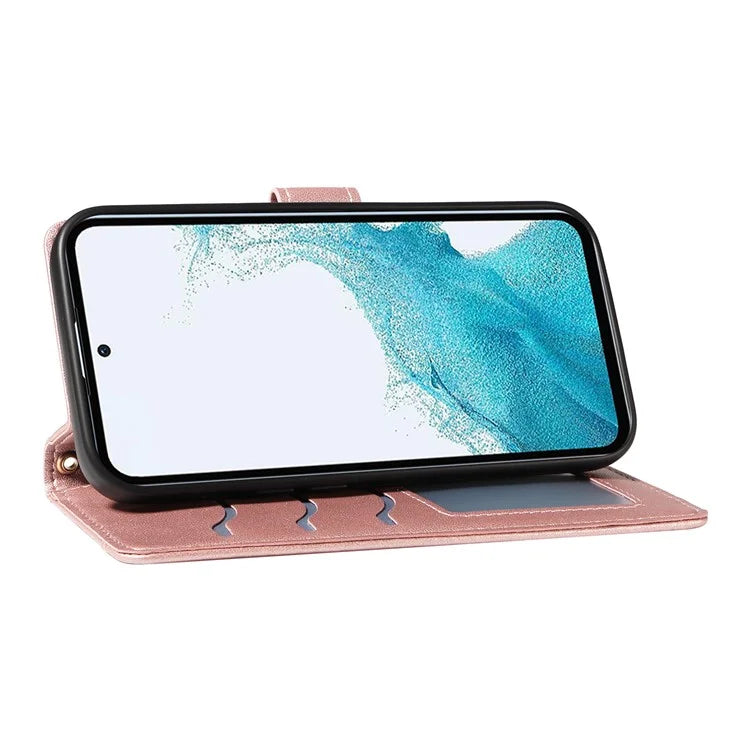For Samsung Galaxy A54 5G Case Wallet Rhombus Leather Phone Cover with Shoulder Strap, Wrist Strap