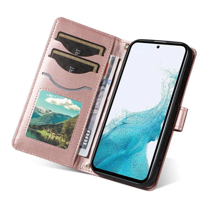 For Samsung Galaxy A54 5G Case Wallet Rhombus Leather Phone Cover with Shoulder Strap, Wrist Strap