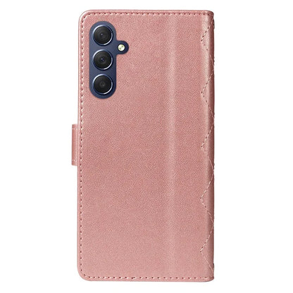 For Samsung Galaxy A54 5G Case Wallet Rhombus Leather Phone Cover with Shoulder Strap, Wrist Strap