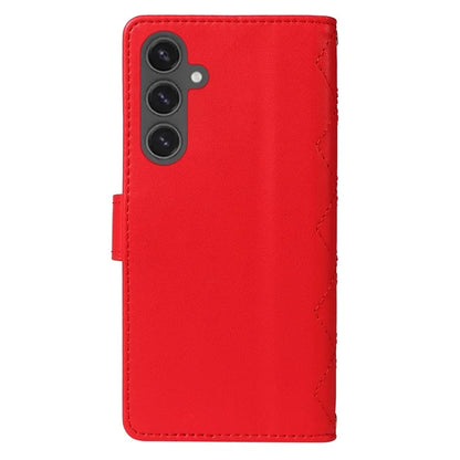 For Samsung Galaxy S24 FE Case Wallet Rhombus Leather Phone Cover with Shoulder Strap, Wrist Strap