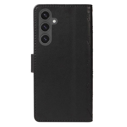 For Samsung Galaxy S24 FE Case Wallet Rhombus Leather Phone Cover with Shoulder Strap, Wrist Strap