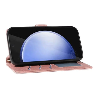 For Samsung Galaxy S24 FE Case Wallet Rhombus Leather Phone Cover with Shoulder Strap, Wrist Strap