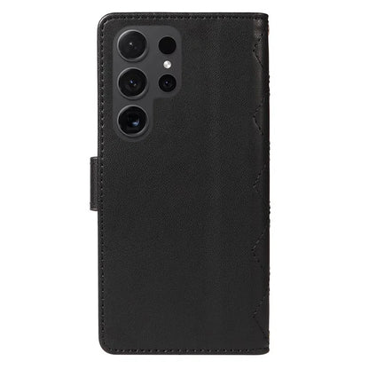For Samsung Galaxy S24 Ultra Case Wallet Rhombus Leather Phone Cover with Shoulder Strap, Wrist Strap