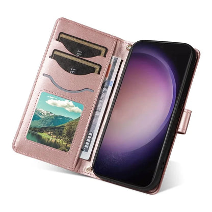 For Samsung Galaxy S24 Ultra Case Wallet Rhombus Leather Phone Cover with Shoulder Strap, Wrist Strap