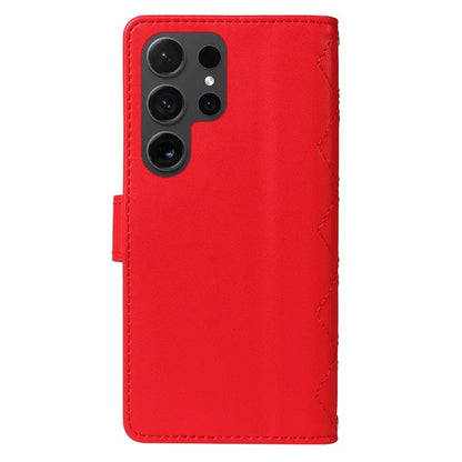 For Samsung Galaxy S24 Ultra Case Wallet Rhombus Leather Phone Cover with Shoulder Strap, Wrist Strap