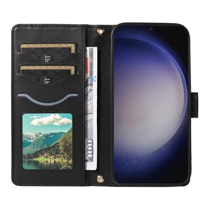 For Samsung Galaxy S24+ Case Wallet Rhombus Leather Phone Cover with Shoulder Strap, Wrist Strap