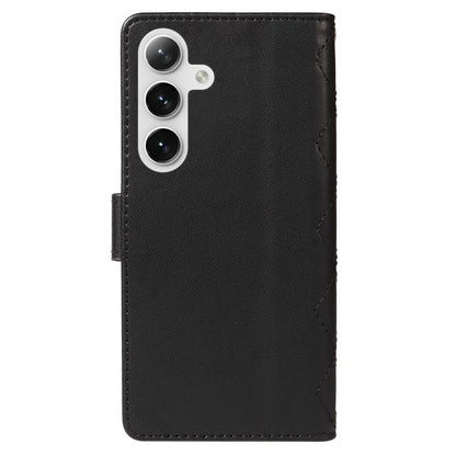For Samsung Galaxy S24+ Case Wallet Rhombus Leather Phone Cover with Shoulder Strap, Wrist Strap