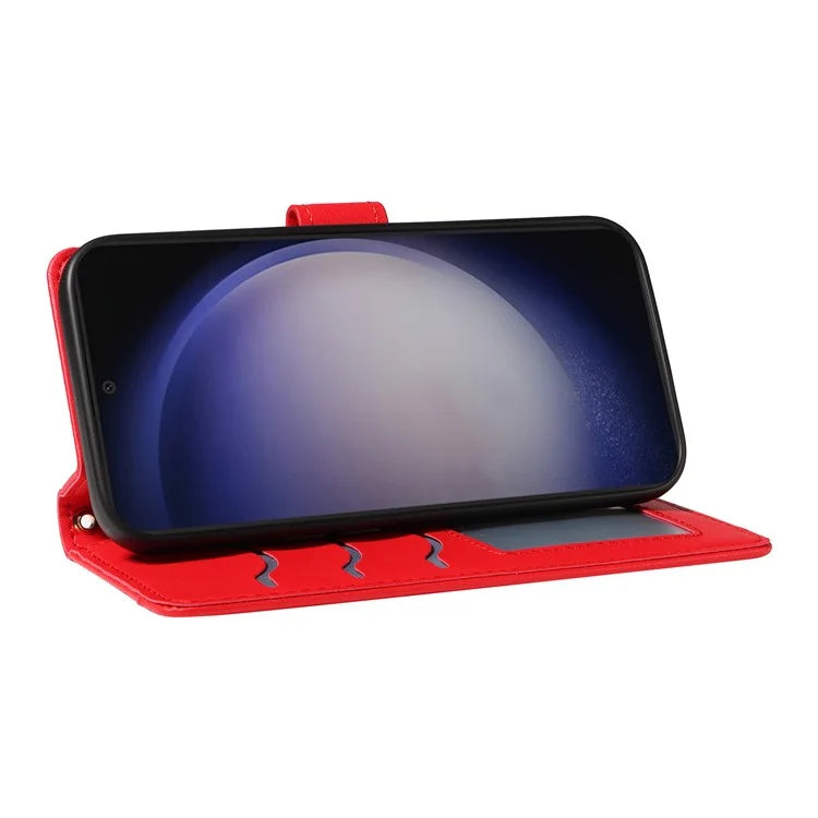 For Samsung Galaxy S24+ Case Wallet Rhombus Leather Phone Cover with Shoulder Strap, Wrist Strap