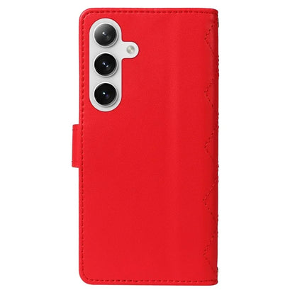 For Samsung Galaxy S24+ Case Wallet Rhombus Leather Phone Cover with Shoulder Strap, Wrist Strap