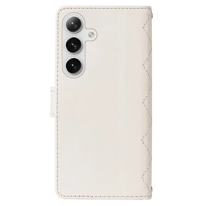 For Samsung Galaxy S24+ Case Wallet Rhombus Leather Phone Cover with Shoulder Strap, Wrist Strap