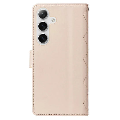 For Samsung Galaxy S24+ Case Wallet Rhombus Leather Phone Cover with Shoulder Strap, Wrist Strap