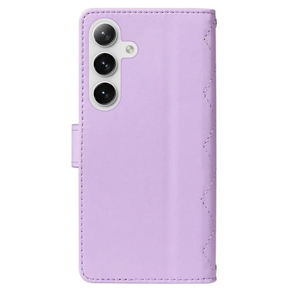 For Samsung Galaxy S24+ Case Wallet Rhombus Leather Phone Cover with Shoulder Strap, Wrist Strap