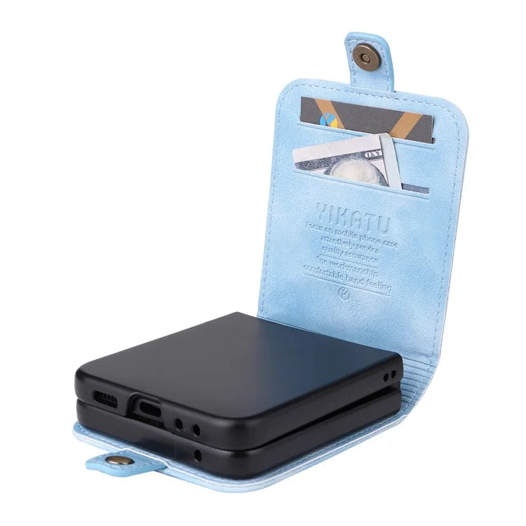 YIKATU YK-002 For Samsung Galaxy Z Flip6 5G Case PU Leather Card Holder Phone Cover