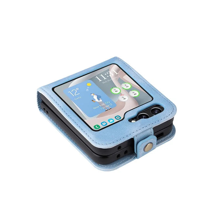 YIKATU YK-002 For Samsung Galaxy Z Flip6 5G Case PU Leather Card Holder Phone Cover