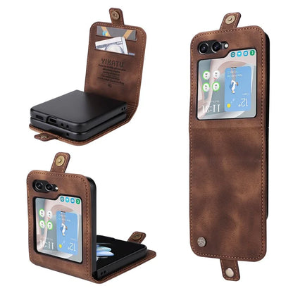 YIKATU YK-002 For Samsung Galaxy Z Flip6 5G Case PU Leather Card Holder Phone Cover