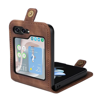 YIKATU YK-002 For Samsung Galaxy Z Flip6 5G Case PU Leather Card Holder Phone Cover