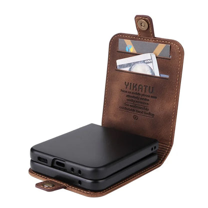 YIKATU YK-002 For Samsung Galaxy Z Flip6 5G Case PU Leather Card Holder Phone Cover
