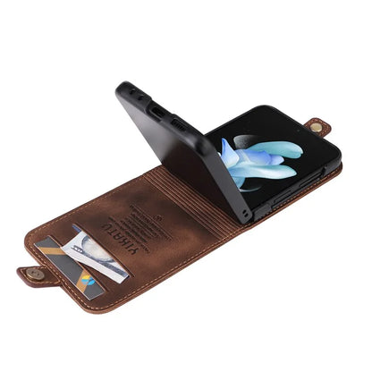 YIKATU YK-002 For Samsung Galaxy Z Flip6 5G Case PU Leather Card Holder Phone Cover