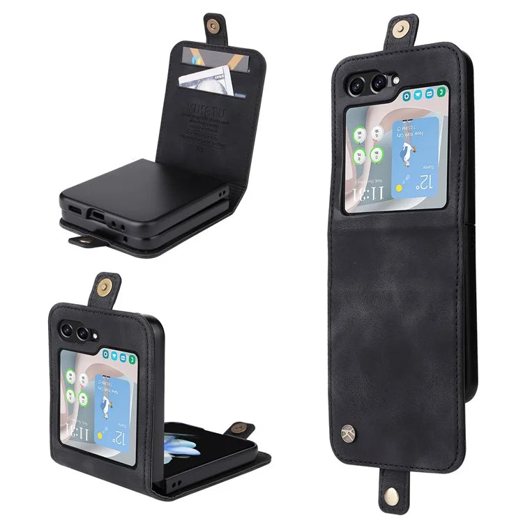 YIKATU YK-002 For Samsung Galaxy Z Flip6 5G Case PU Leather Card Holder Phone Cover
