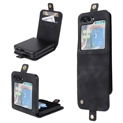 YIKATU YK-002 For Samsung Galaxy Z Flip6 5G Case PU Leather Card Holder Phone Cover