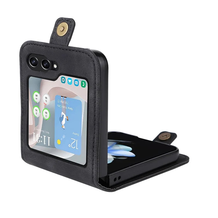 YIKATU YK-002 For Samsung Galaxy Z Flip6 5G Case PU Leather Card Holder Phone Cover