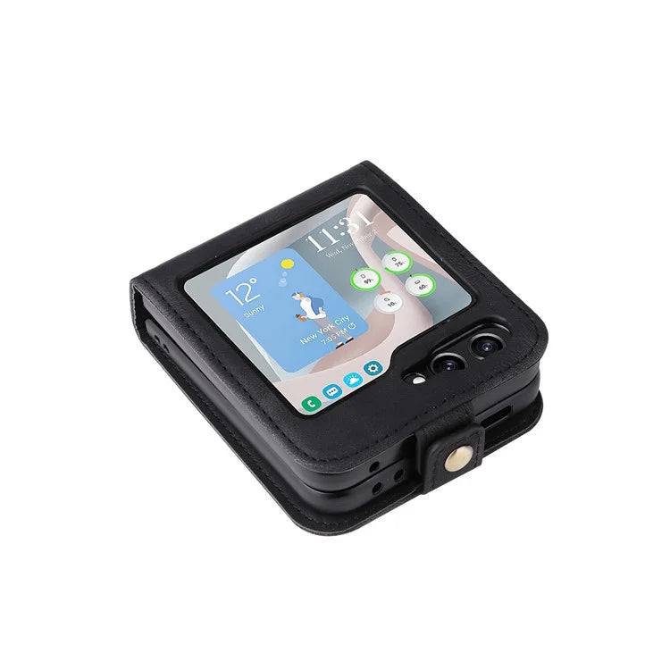 YIKATU YK-002 For Samsung Galaxy Z Flip6 5G Case PU Leather Card Holder Phone Cover