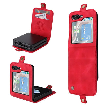 YIKATU YK-002 For Samsung Galaxy Z Flip6 5G Case PU Leather Card Holder Phone Cover