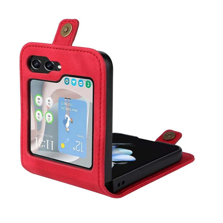 YIKATU YK-002 For Samsung Galaxy Z Flip6 5G Case PU Leather Card Holder Phone Cover