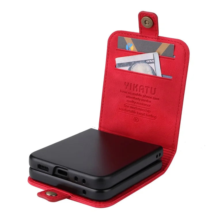 YIKATU YK-002 For Samsung Galaxy Z Flip6 5G Case PU Leather Card Holder Phone Cover
