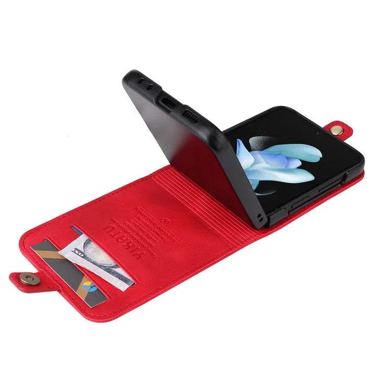 YIKATU YK-002 For Samsung Galaxy Z Flip6 5G Case PU Leather Card Holder Phone Cover