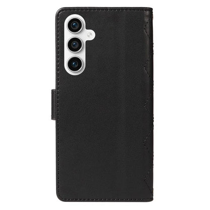 For Samsung Galaxy S23 FE Case Wallet Rhombus Leather Phone Cover with Shoulder Strap, Wrist Strap