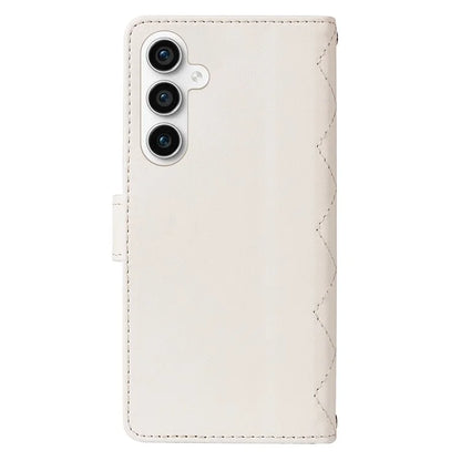 For Samsung Galaxy S23 FE Case Wallet Rhombus Leather Phone Cover with Shoulder Strap, Wrist Strap