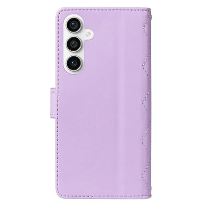 For Samsung Galaxy S23 FE Case Wallet Rhombus Leather Phone Cover with Shoulder Strap, Wrist Strap