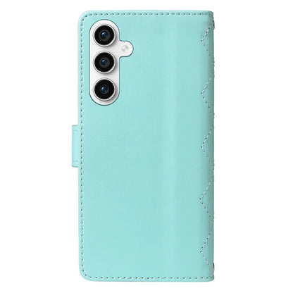 For Samsung Galaxy S23 FE Case Wallet Rhombus Leather Phone Cover with Shoulder Strap, Wrist Strap