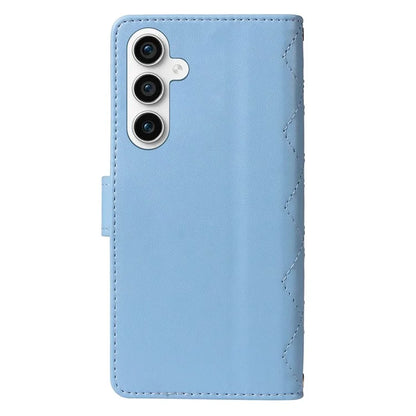 For Samsung Galaxy S23 FE Case Wallet Rhombus Leather Phone Cover with Shoulder Strap, Wrist Strap